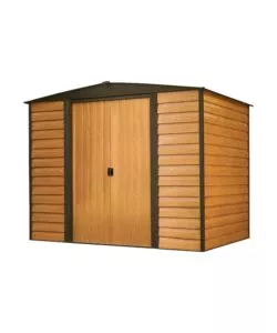 Casetta da giardino habrita 'arrow woodridge' in acciaio zincato effetto legno 253,4x181x201 cm